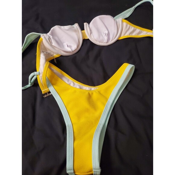 MakeMeChic Women's High Waisted Bikini Sets Color Block 2 Piece Swimsuit Bathing - Picture 7 of 13